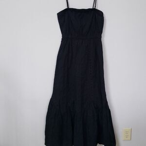 Y2K Gap Dress Womens L Black Eyelet Tiered Skirt Maxi Whimsygoth Fairy Grunge